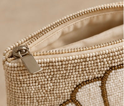 Beaded shell pouch